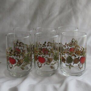 Vintage Libbey / Dominion Glass Harvest Festival/Fruit Water Glass Set of 6 R223